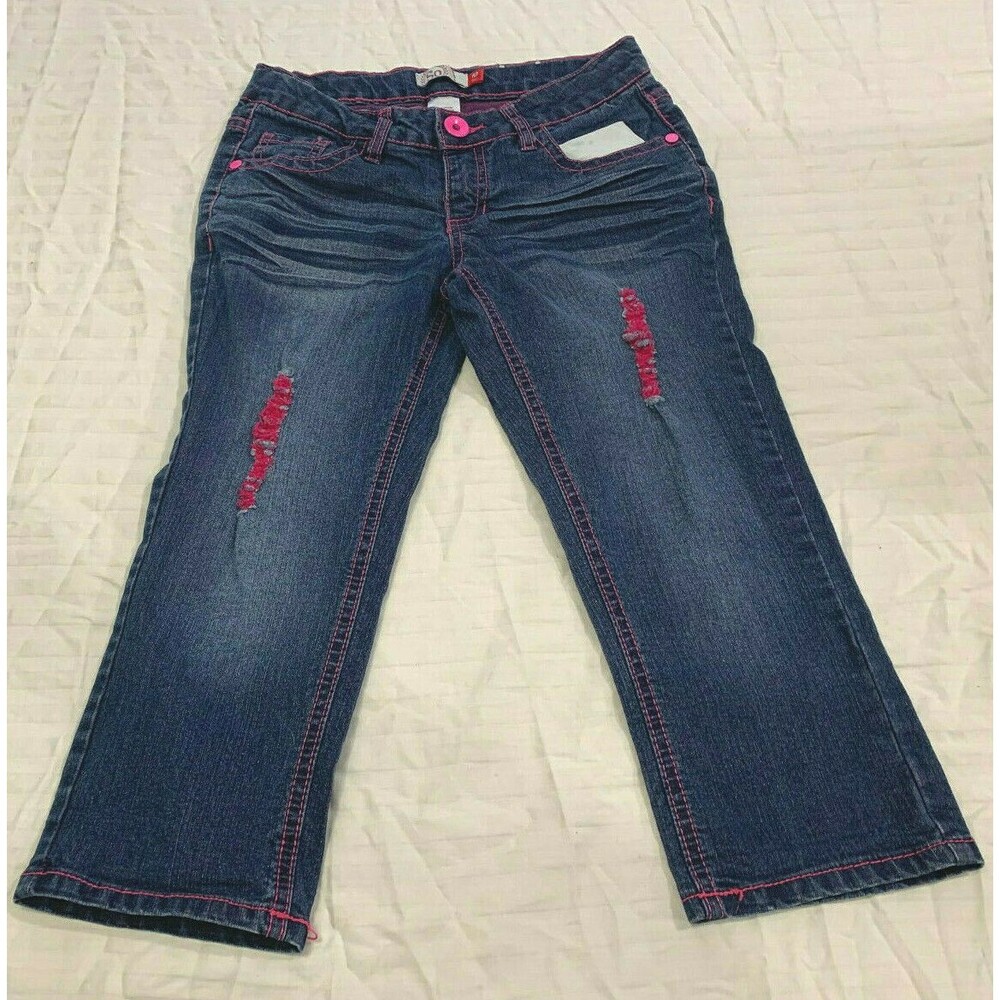 SO GIRLS JEANS DISTRESSED CAPRIS PANTS SIZE 10